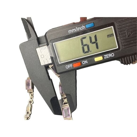 Amethyst Emerald shape Sterling silver 925 tennis bracelet art deco style - Picture 7 of 7